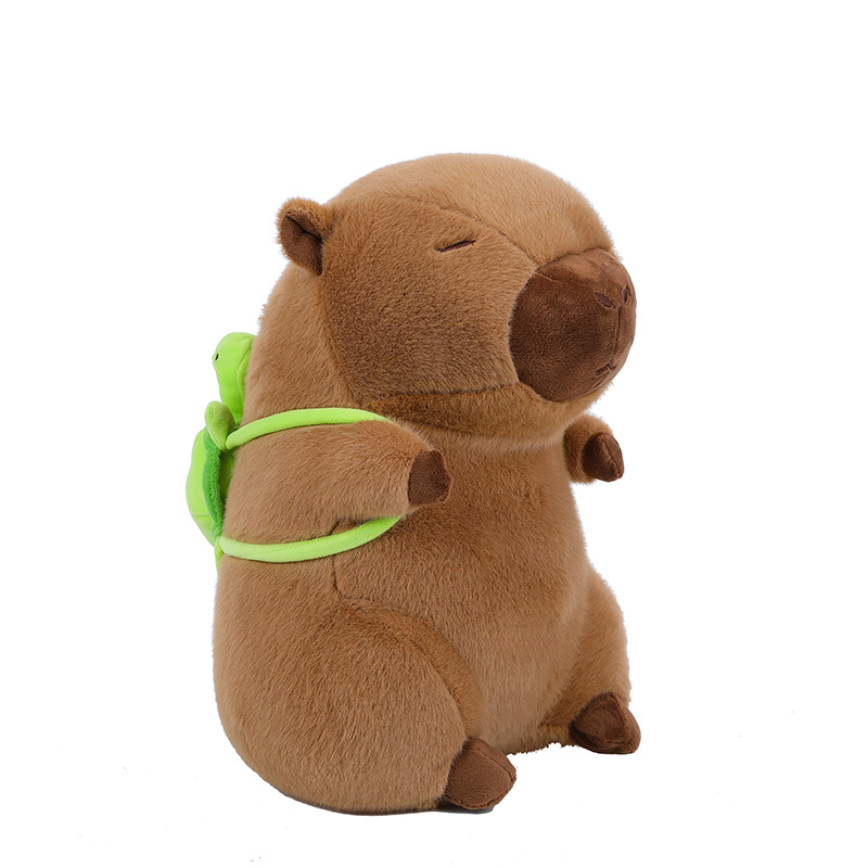 Capybara Plush with Turtle Backpack Soft Brown Stuffed Animal for Boys