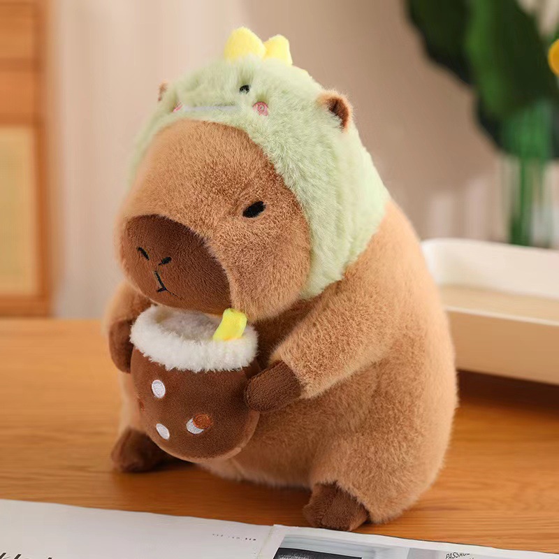 Capybara Plush with Dragon Head Covering Stuffed Animal