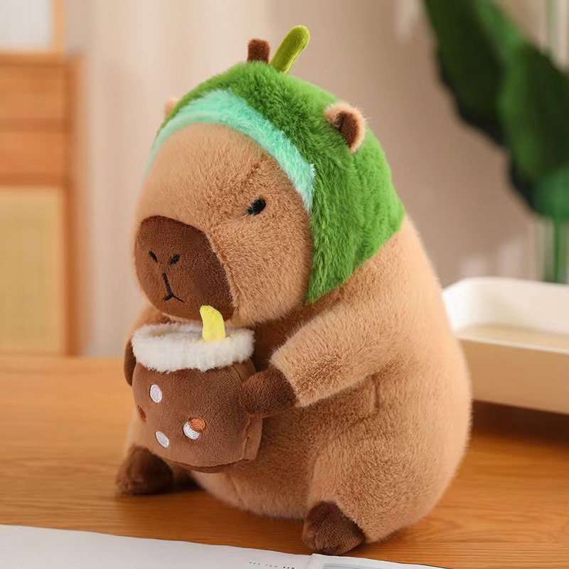 Capybara Plush with Green Head Covering Stuffed Animal