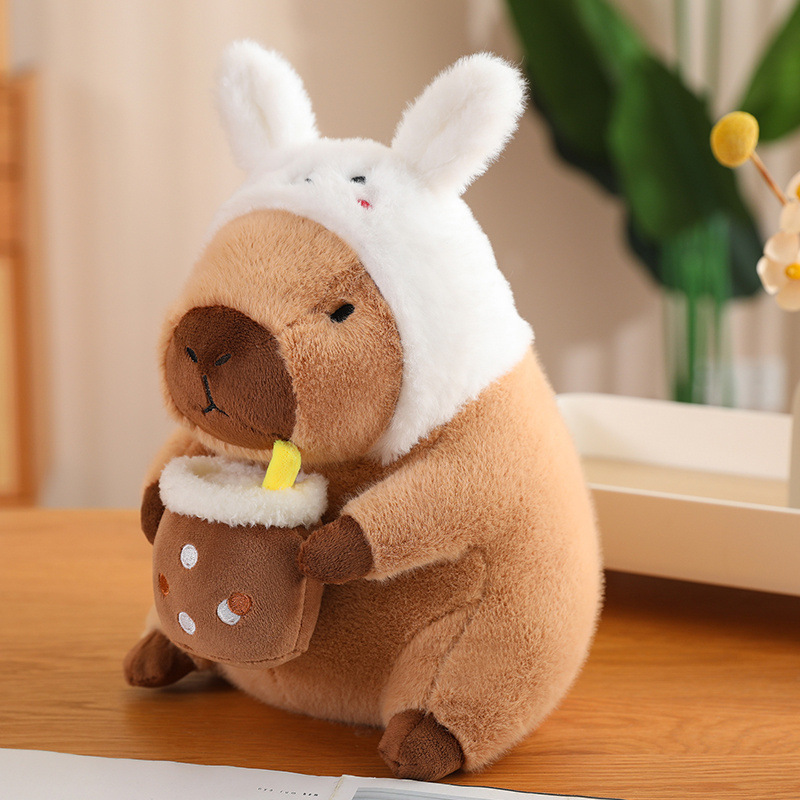 Capybara Plush with White Head Covering Stuffed Animal