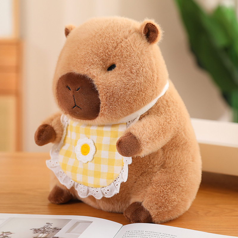 Yellow Apron Capybara Plush Doll Soft Stuffed Animal