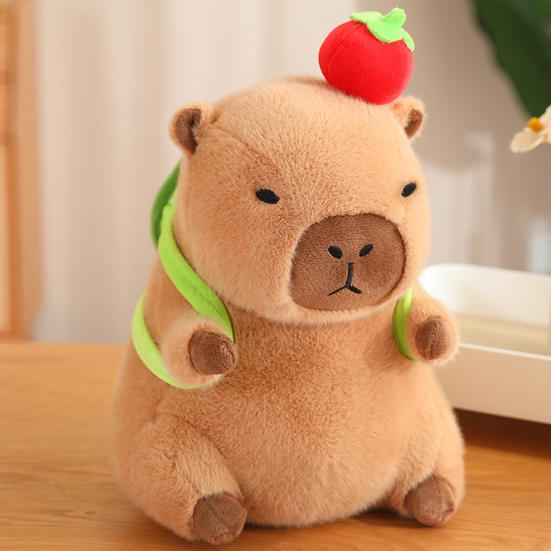 Capybara with Persimmon on Head Plush with Backpack