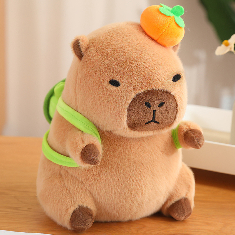 Capybara with Orange on Head Soft Plush with Backpack