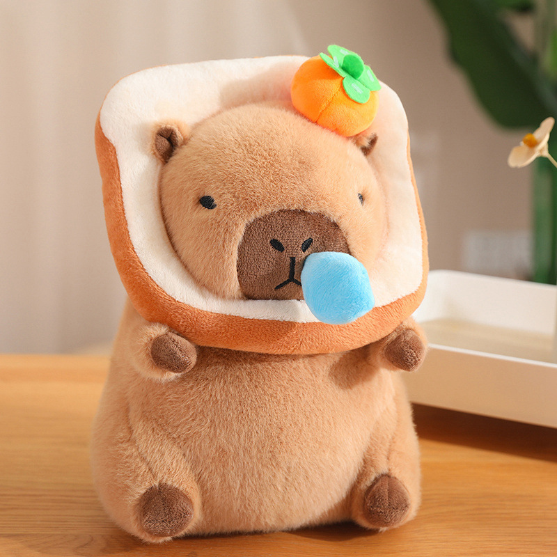 Capybara with Orange on Head Soft Plush Stuffed Animal