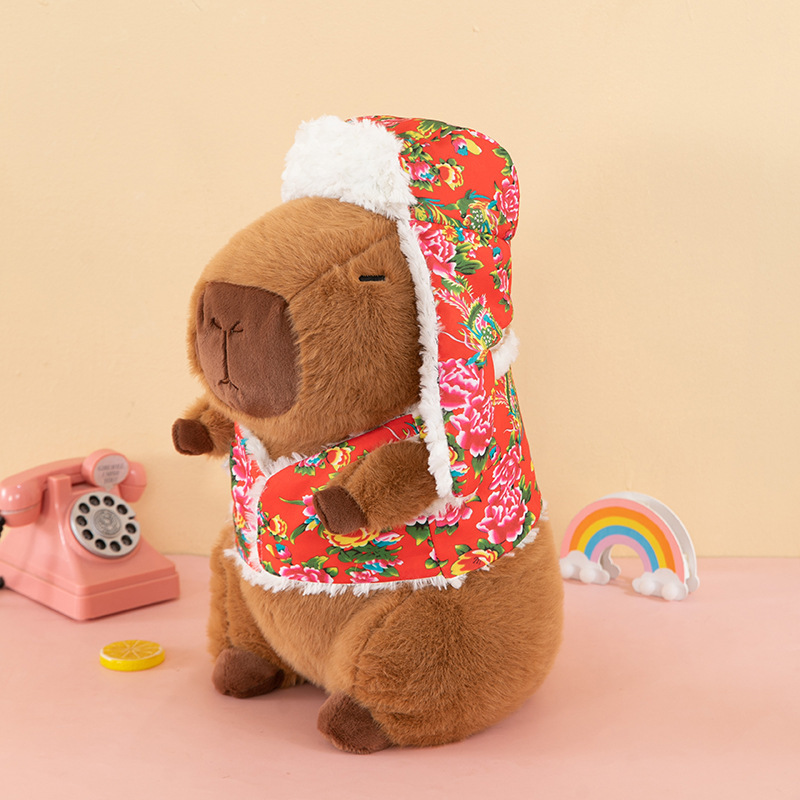 Flower Hat Capybara Plush Soft Doll Pillow Toy Girls Gift